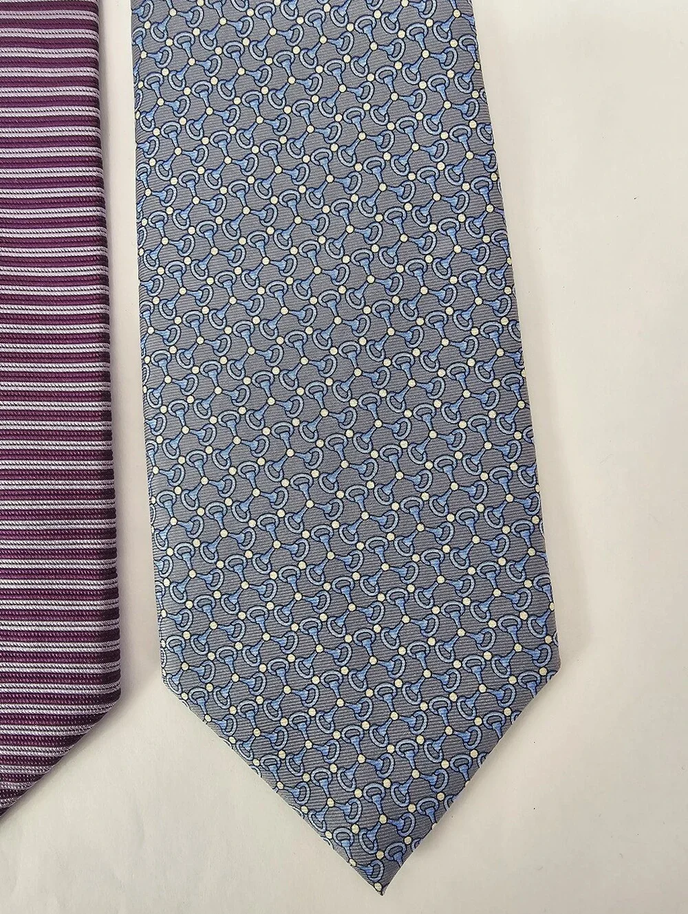 3 Brooks Brothers 100% Silk Tie Green Geometric Purple Stripe Blue Medallion